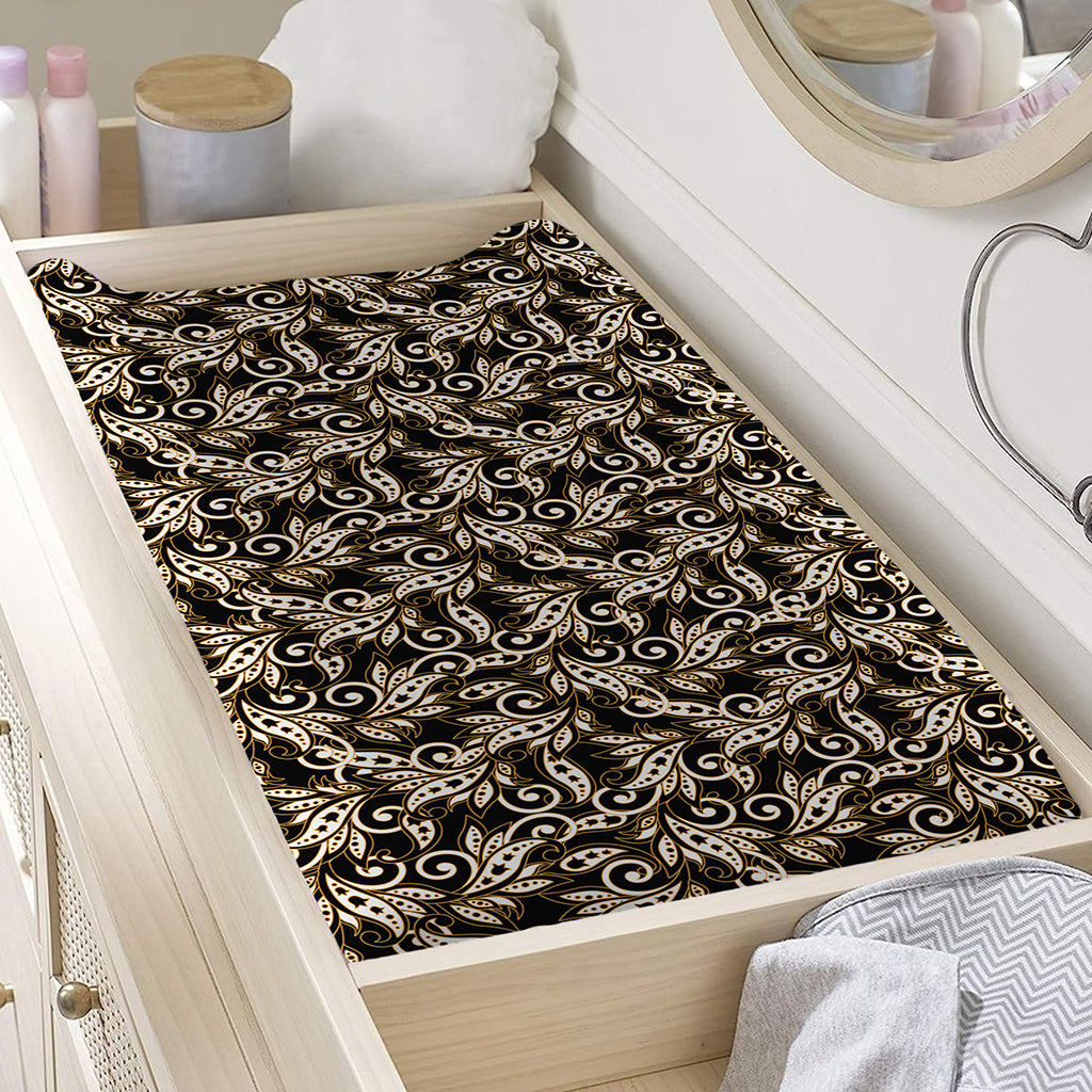 Dark Western Floral Pattern Print Changing Pad Cover