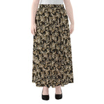 Dark Western Floral Pattern Print Chiffon Maxi Skirt