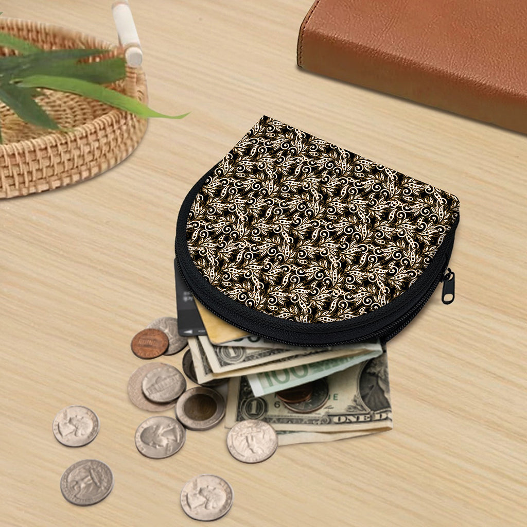 Dark Western Floral Pattern Print Coin Purse
