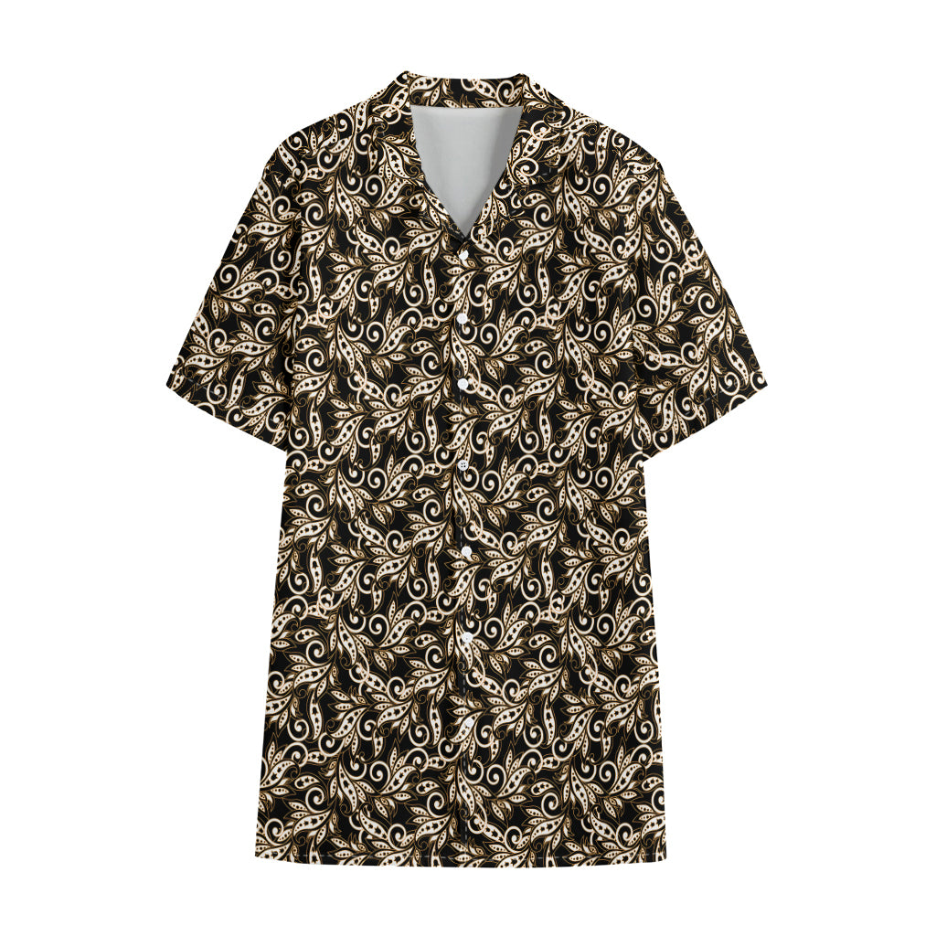 Dark Western Floral Pattern Print Cotton Hawaiian Shirt