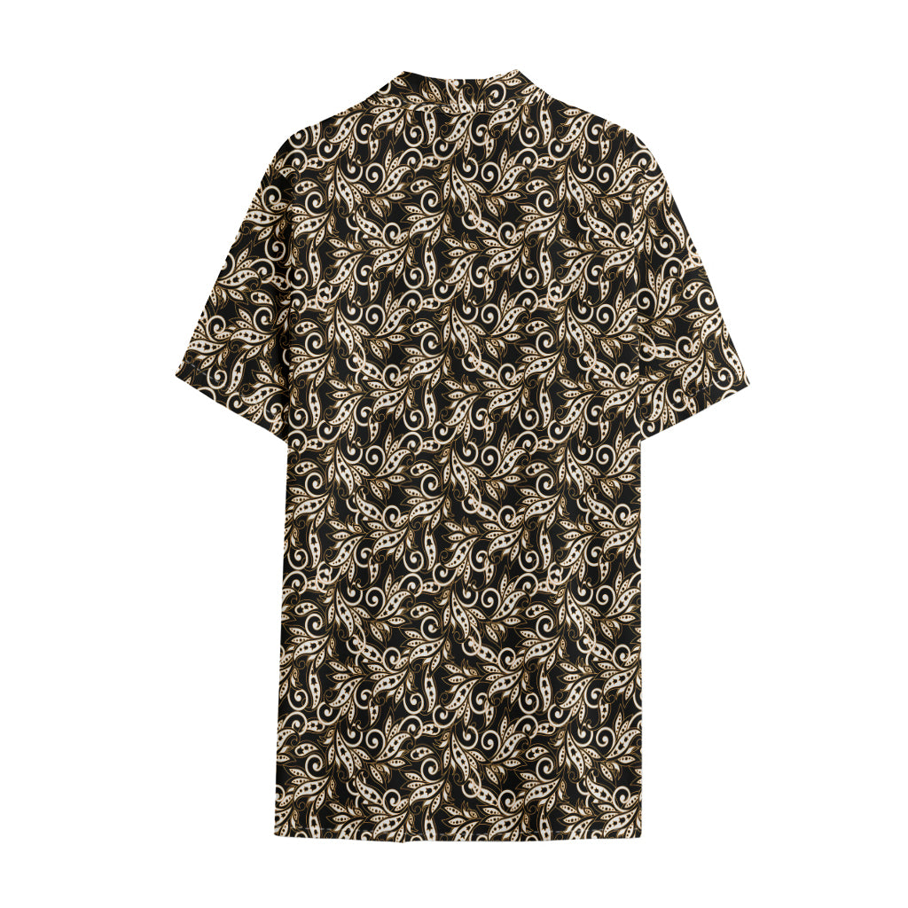 Dark Western Floral Pattern Print Cotton Hawaiian Shirt