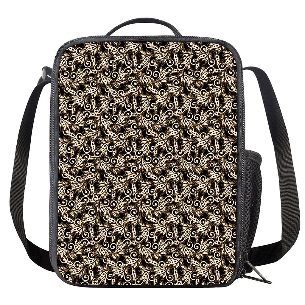 Dark Western Floral Pattern Print Crossbody Lunch Bag