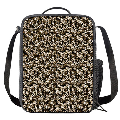 Dark Western Floral Pattern Print Crossbody Lunch Bag
