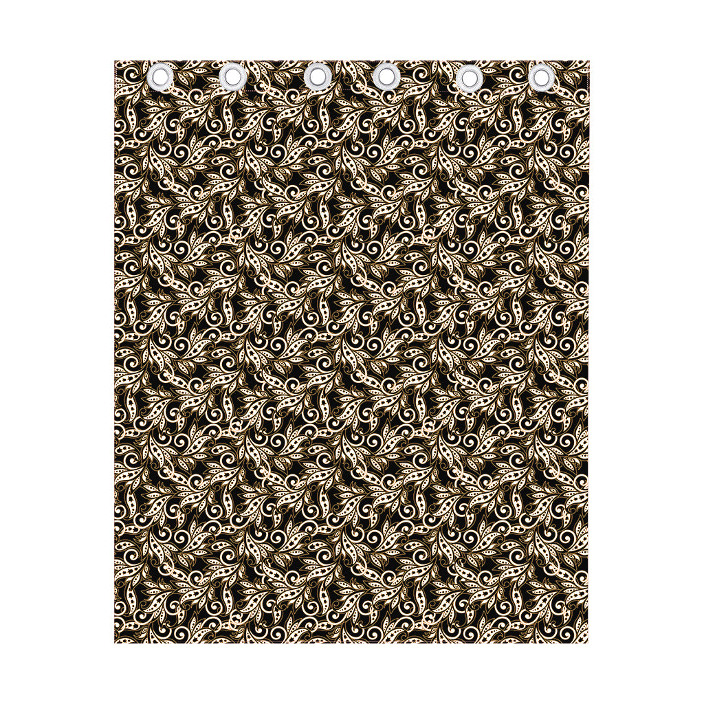 Dark Western Floral Pattern Print Curtain