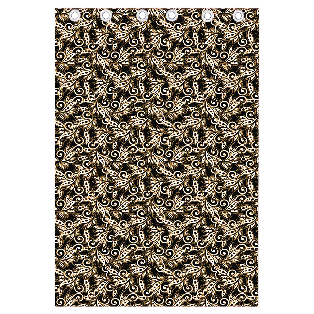 Dark Western Floral Pattern Print Curtain