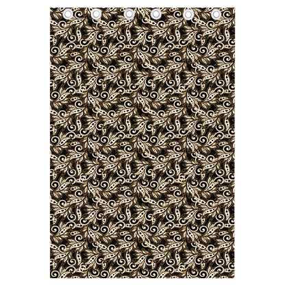 Dark Western Floral Pattern Print Curtain