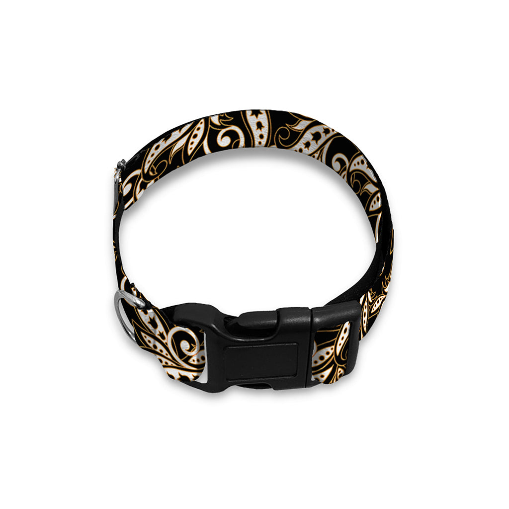 Dark Western Floral Pattern Print Dog Collar