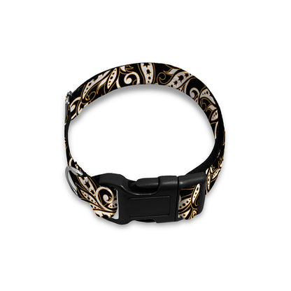 Dark Western Floral Pattern Print Dog Collar