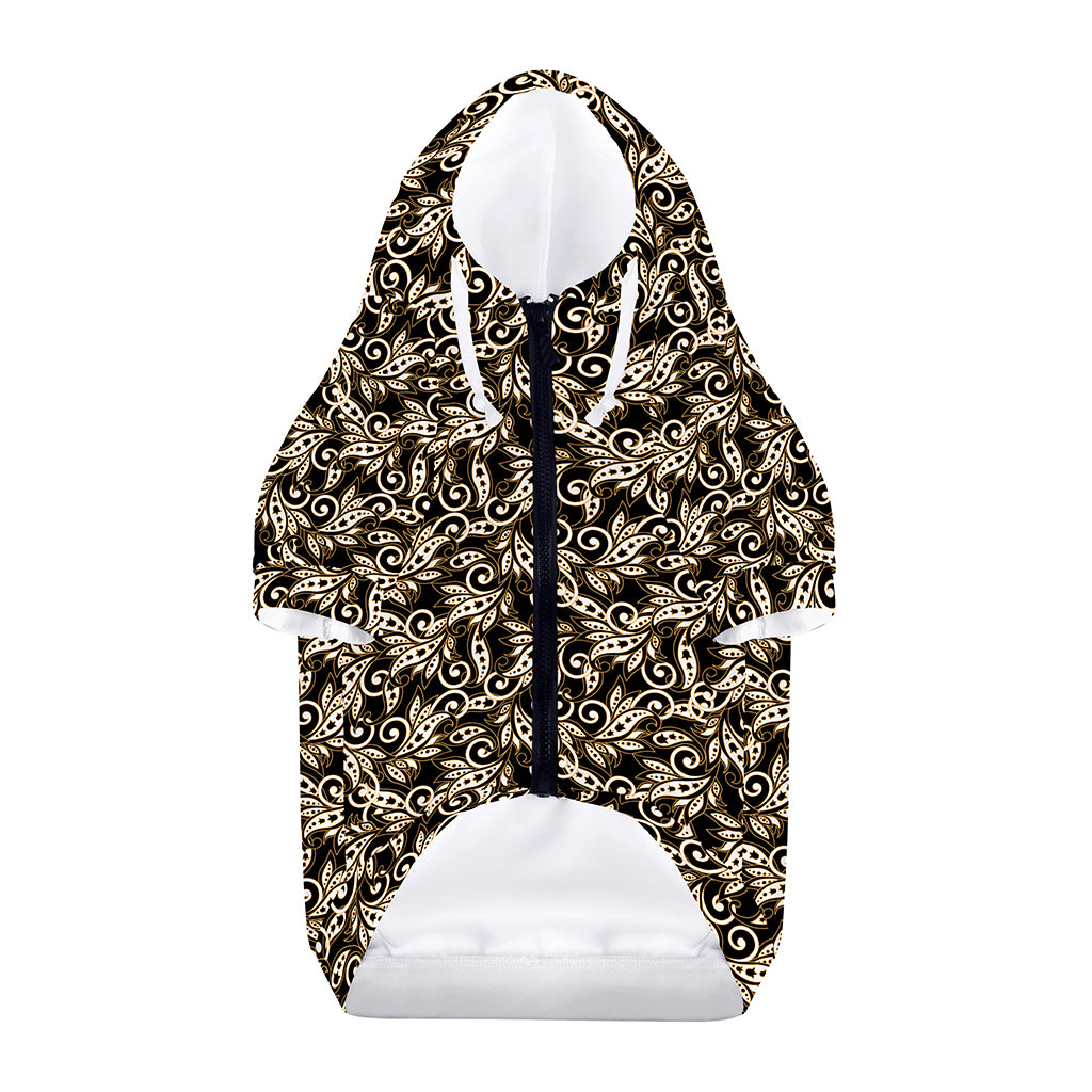 Dark Western Floral Pattern Print Dog Zip Up Hoodie