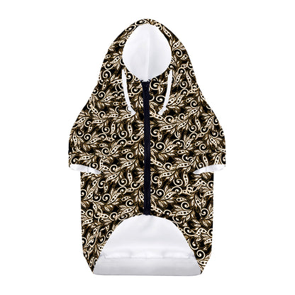 Dark Western Floral Pattern Print Dog Zip Up Hoodie