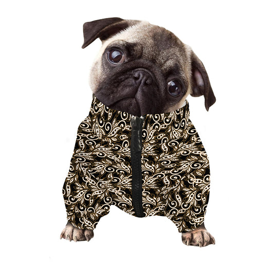Dark Western Floral Pattern Print Dog Zip Up Jacket