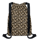 Dark Western Floral Pattern Print Drawstring Backpack