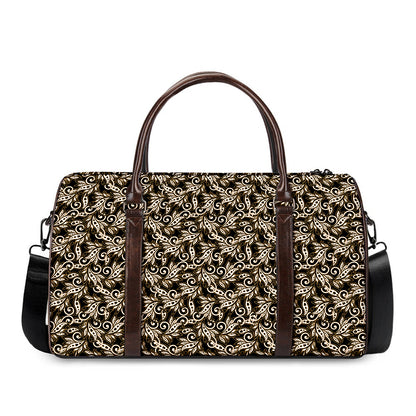 Dark Western Floral Pattern Print Duffle Bag