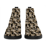 Dark Western Floral Pattern Print Flat Ankle Boots