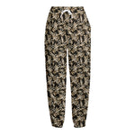Dark Western Floral Pattern Print Fleece Lined Knit Pants