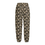 Dark Western Floral Pattern Print Fleece Lined Knit Pants