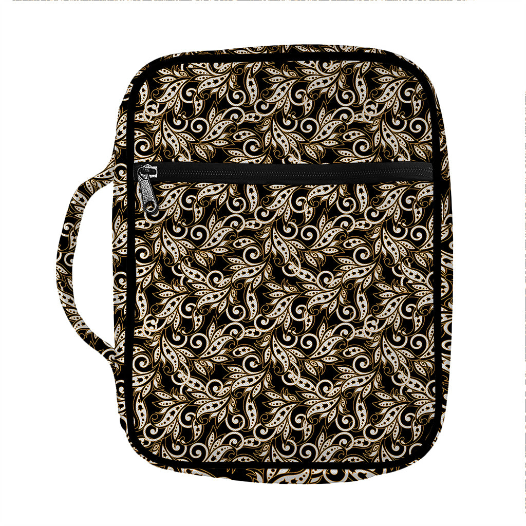 Dark Western Floral Pattern Print Front Pocket Bible Bag