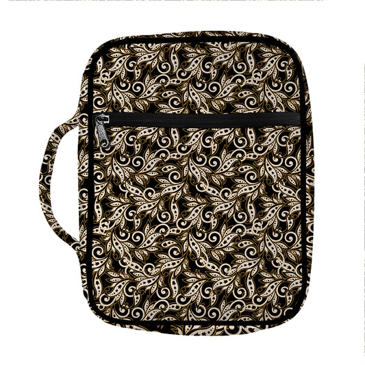 Dark Western Floral Pattern Print Front Pocket Bible Bag