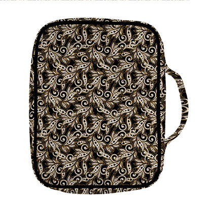 Dark Western Floral Pattern Print Front Pocket Bible Bag