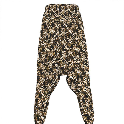 Dark Western Floral Pattern Print Hammer Pants