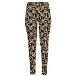 Dark Western Floral Pattern Print High-Waisted Pocket Leggings