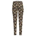 Dark Western Floral Pattern Print High-Waisted Pocket Leggings