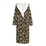 Dark Western Floral Pattern Print Hooded Bathrobe