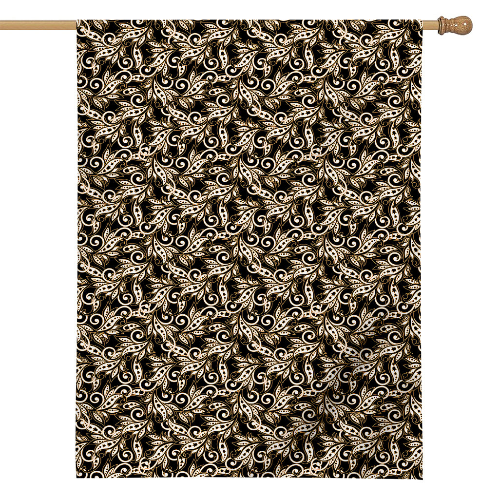 Dark Western Floral Pattern Print House Flag