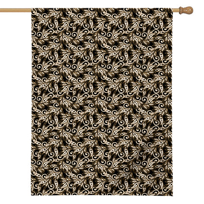 Dark Western Floral Pattern Print House Flag