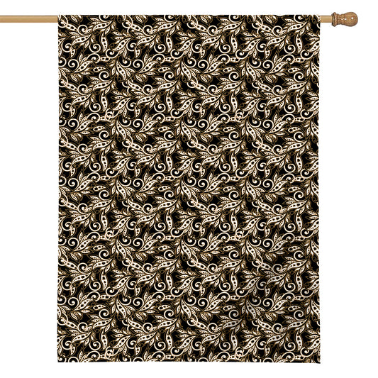 Dark Western Floral Pattern Print House Flag