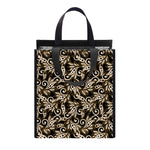 Dark Western Floral Pattern Print Insulated Lunch Tote