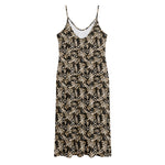 Dark Western Floral Pattern Print Jersey Midi Cami Dress