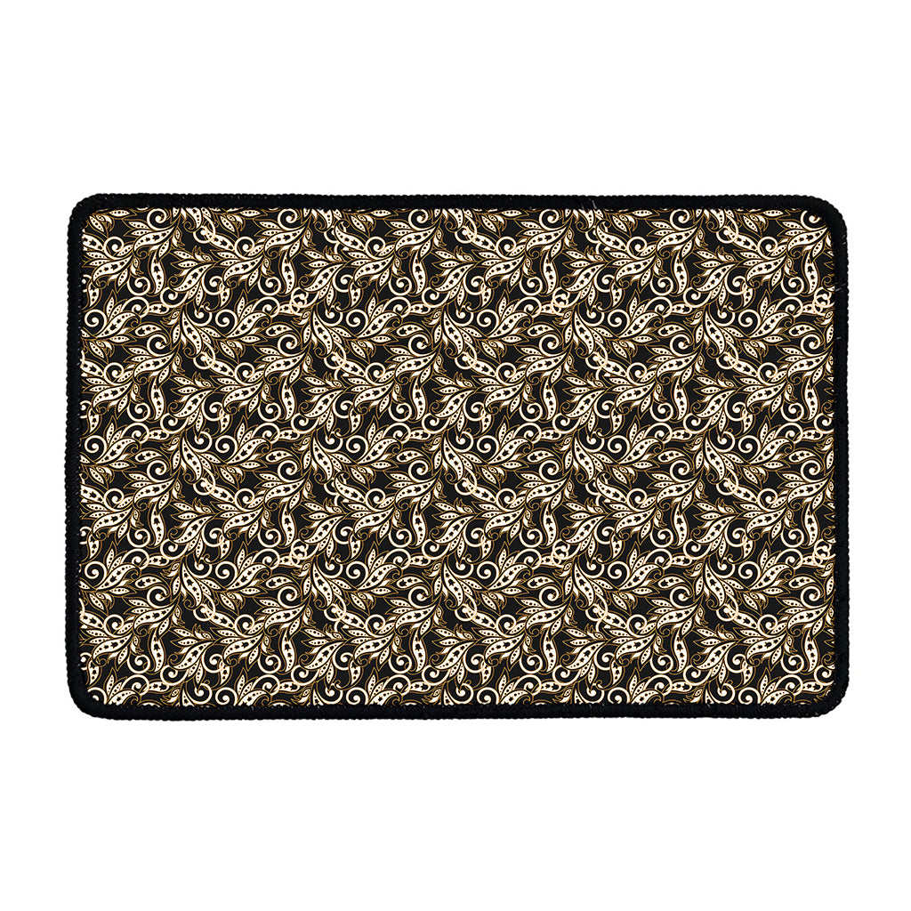 Dark Western Floral Pattern Print Kitchen Mat