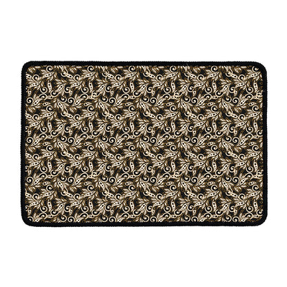 Dark Western Floral Pattern Print Kitchen Mat