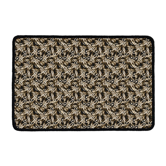 Dark Western Floral Pattern Print Kitchen Mat