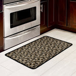 Dark Western Floral Pattern Print Kitchen Mat