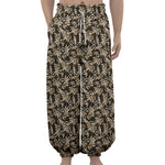 Dark Western Floral Pattern Print Lantern Pants
