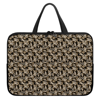 Dark Western Floral Pattern Print Laptop Sleeve With Handle
