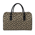Dark Western Floral Pattern Print Leather Duffel Bag