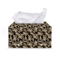 Dark Western Floral Pattern Print Leather Tissue Box Cover