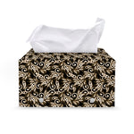 Dark Western Floral Pattern Print Leather Tissue Box Cover