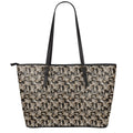 Dark Western Floral Pattern Print Leather Tote Bag With Zipper