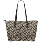 Dark Western Floral Pattern Print Leather Tote Bag