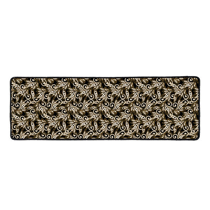 Dark Western Floral Pattern Print Long Kitchen Mat