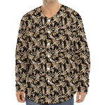 Dark Western Floral Pattern Print Long Sleeve Baseball Jersey