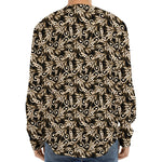 Dark Western Floral Pattern Print Long Sleeve Baseball Jersey