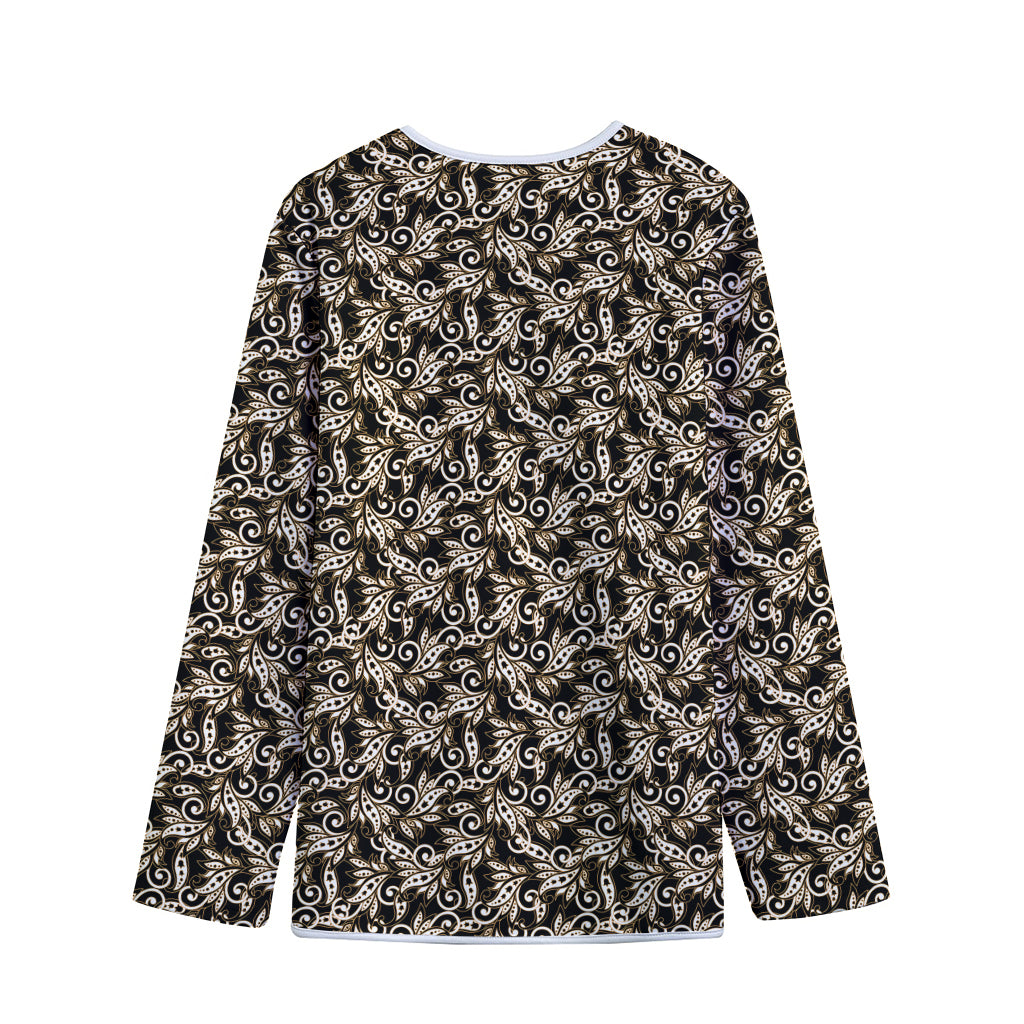 Dark Western Floral Pattern Print Long Sleeve Short Coat