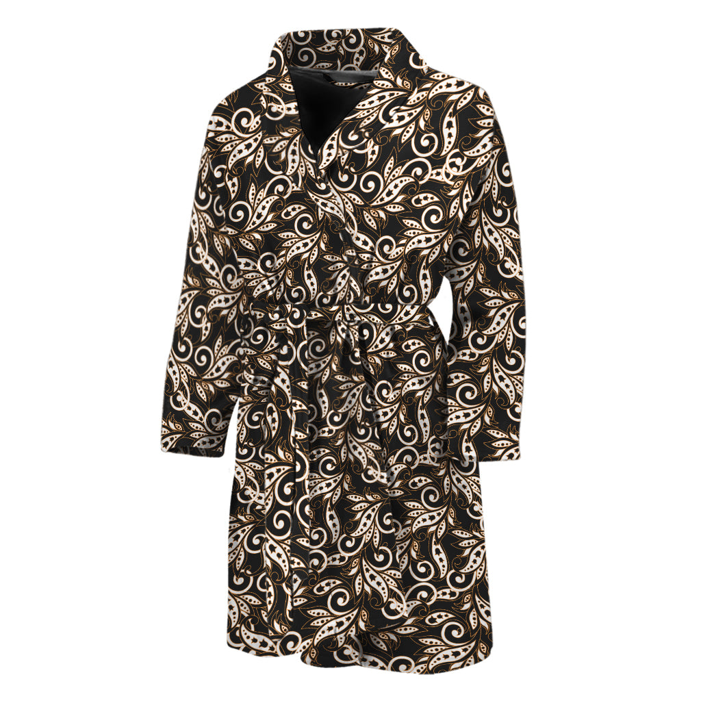 Dark Western Floral Pattern Print Men's Bathrobe