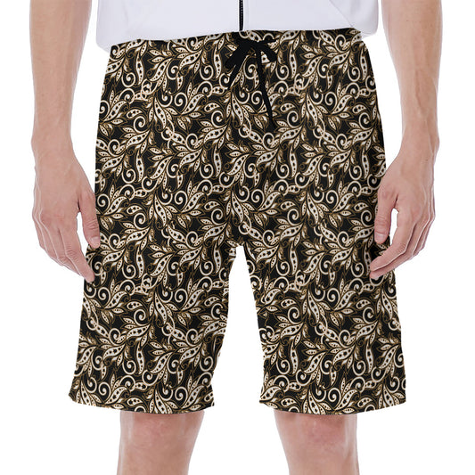 Dark Western Floral Pattern Print Men's Beach Shorts