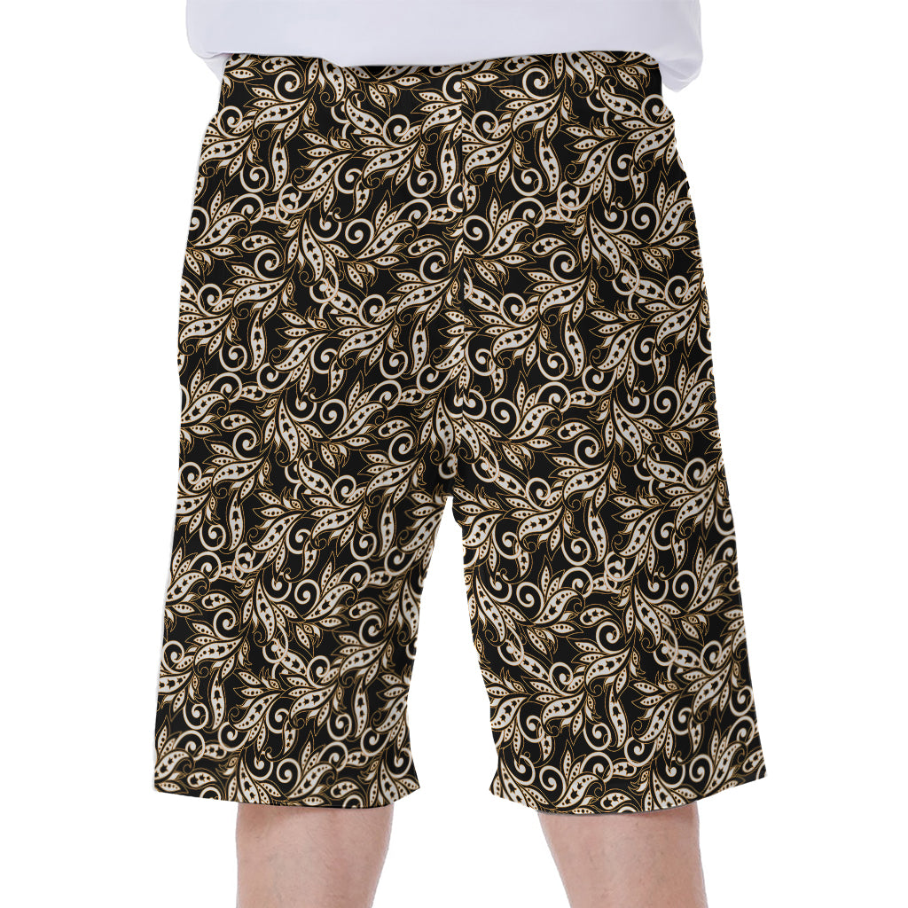Dark Western Floral Pattern Print Men's Beach Shorts